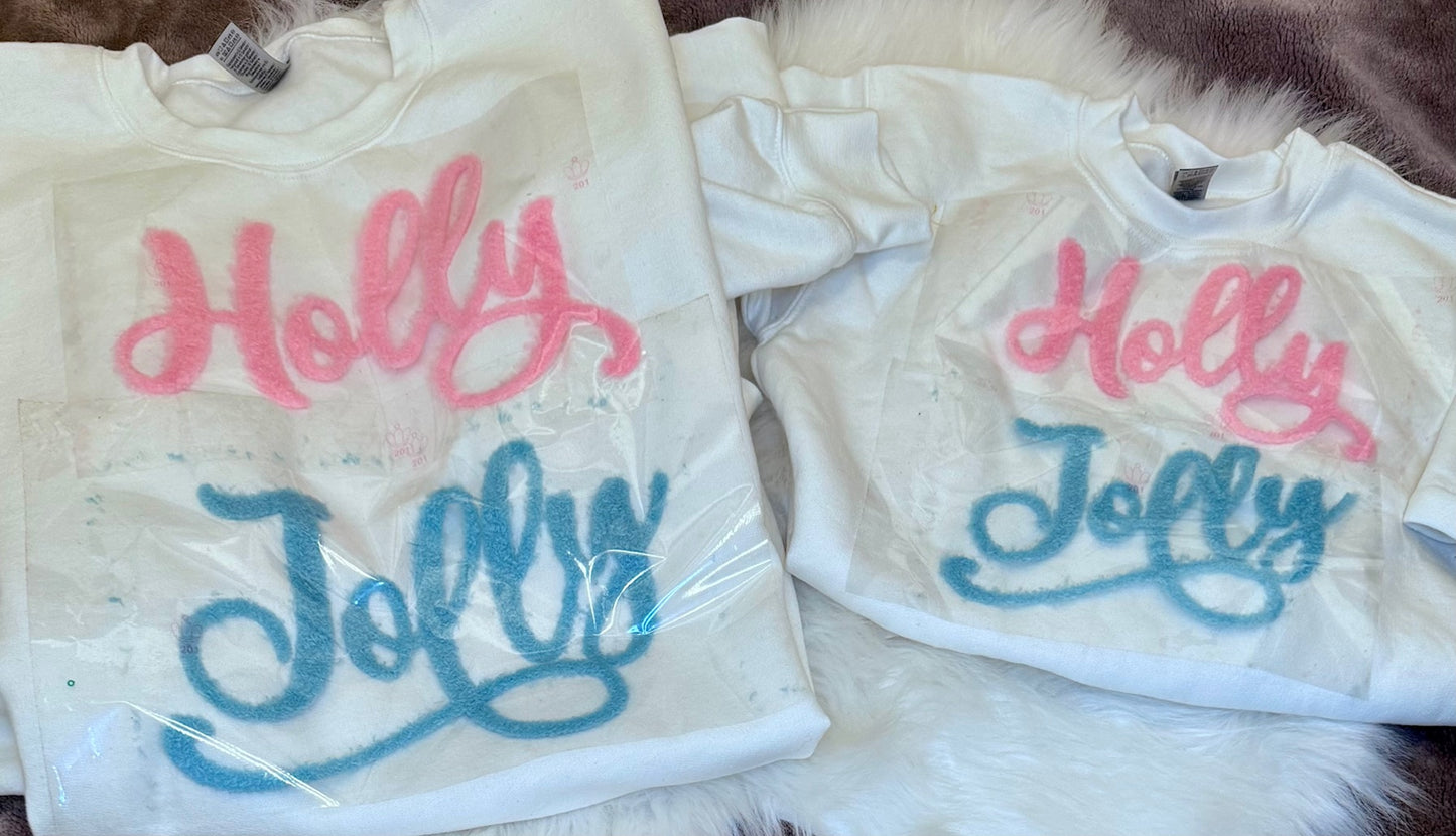 Holly Jolly Fluffy Patch: Mama and Me Iron-On DIY Christmas Applique