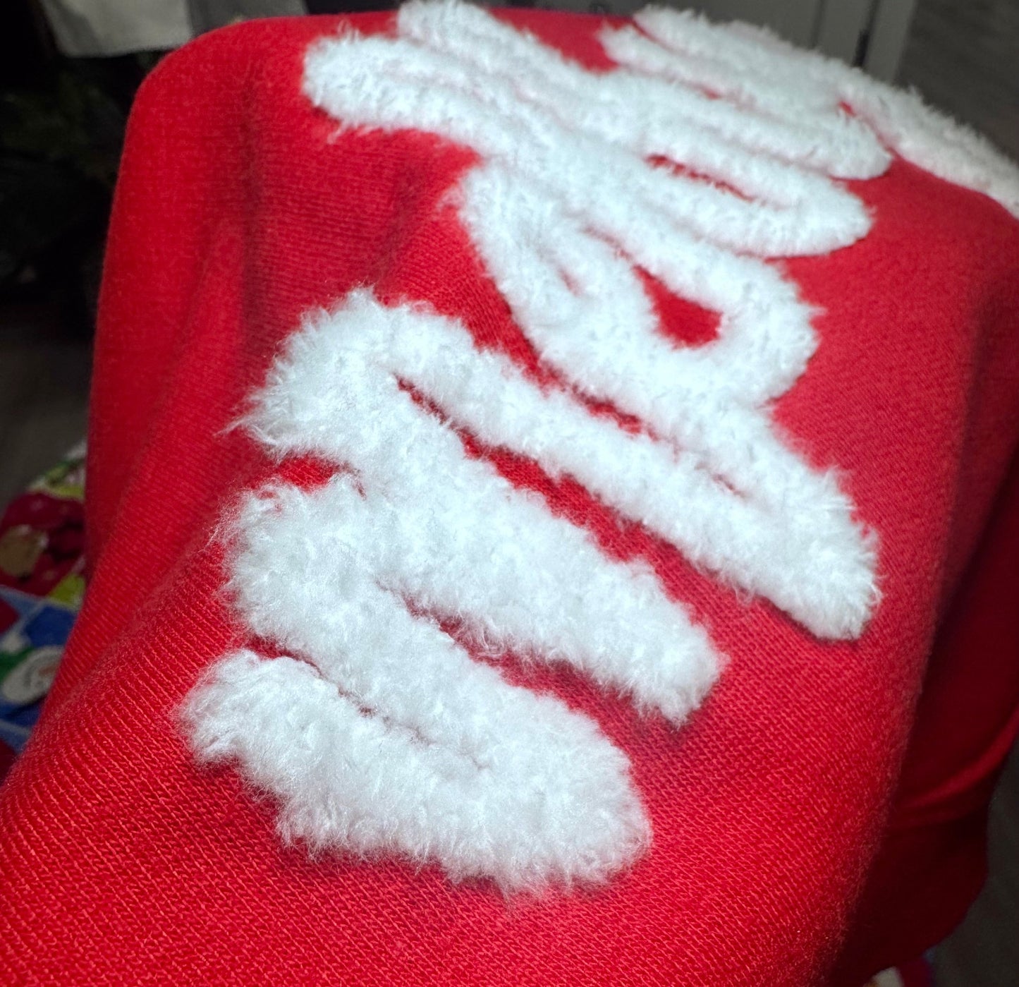 Merry Christmas Fluffy Patch: Mama and Me Iron-On DIY Applique