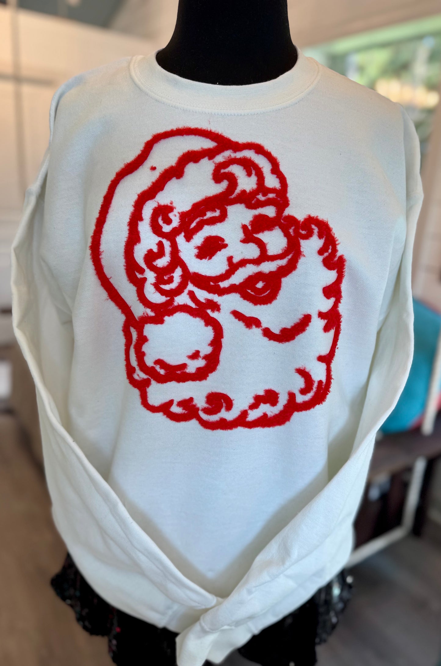 Santa Fluffy Red Patch: Mama and Me Iron-On DIY Applique
