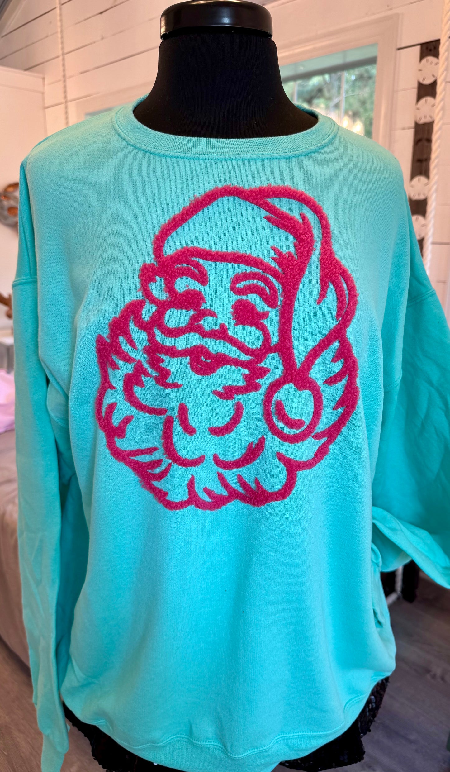 Fluffy Pink Santa Patch: Iron-On DIY Applique