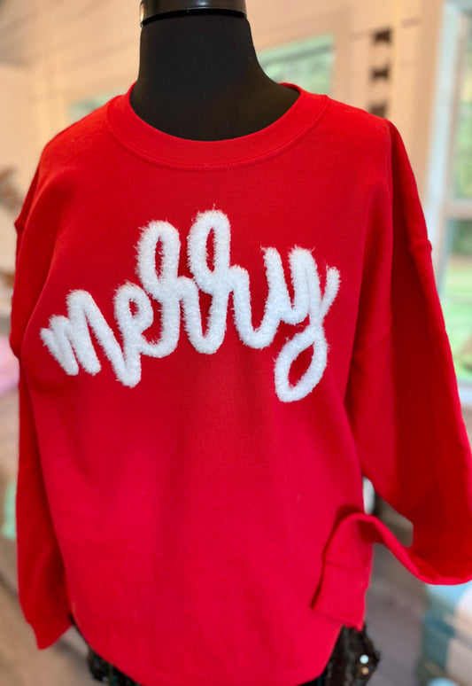 Merry Christmas Fluffy Patch: Mama and Me Iron-On DIY Applique