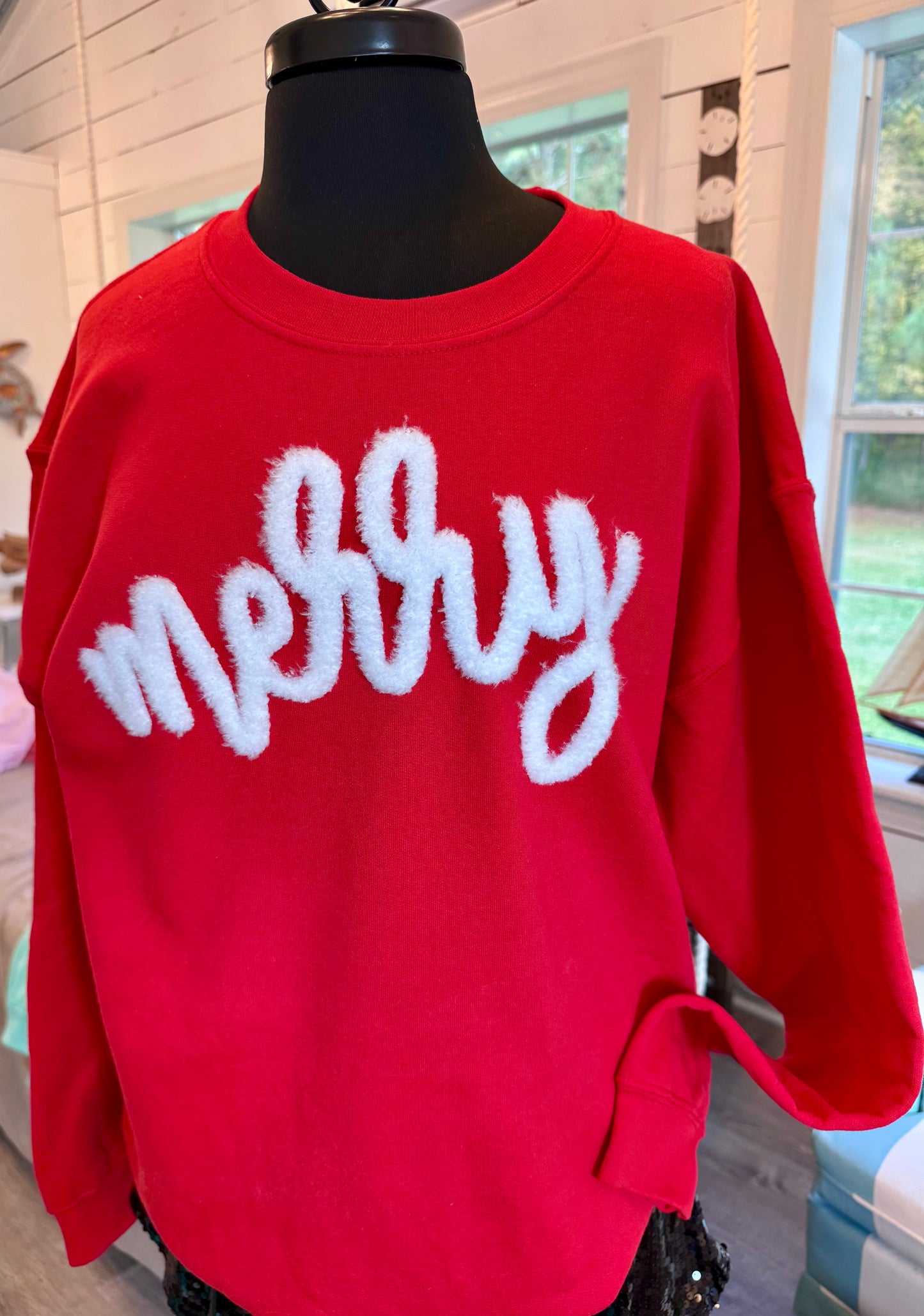 Merry Christmas Fluffy Patch: Mama and Me Iron-On DIY Applique