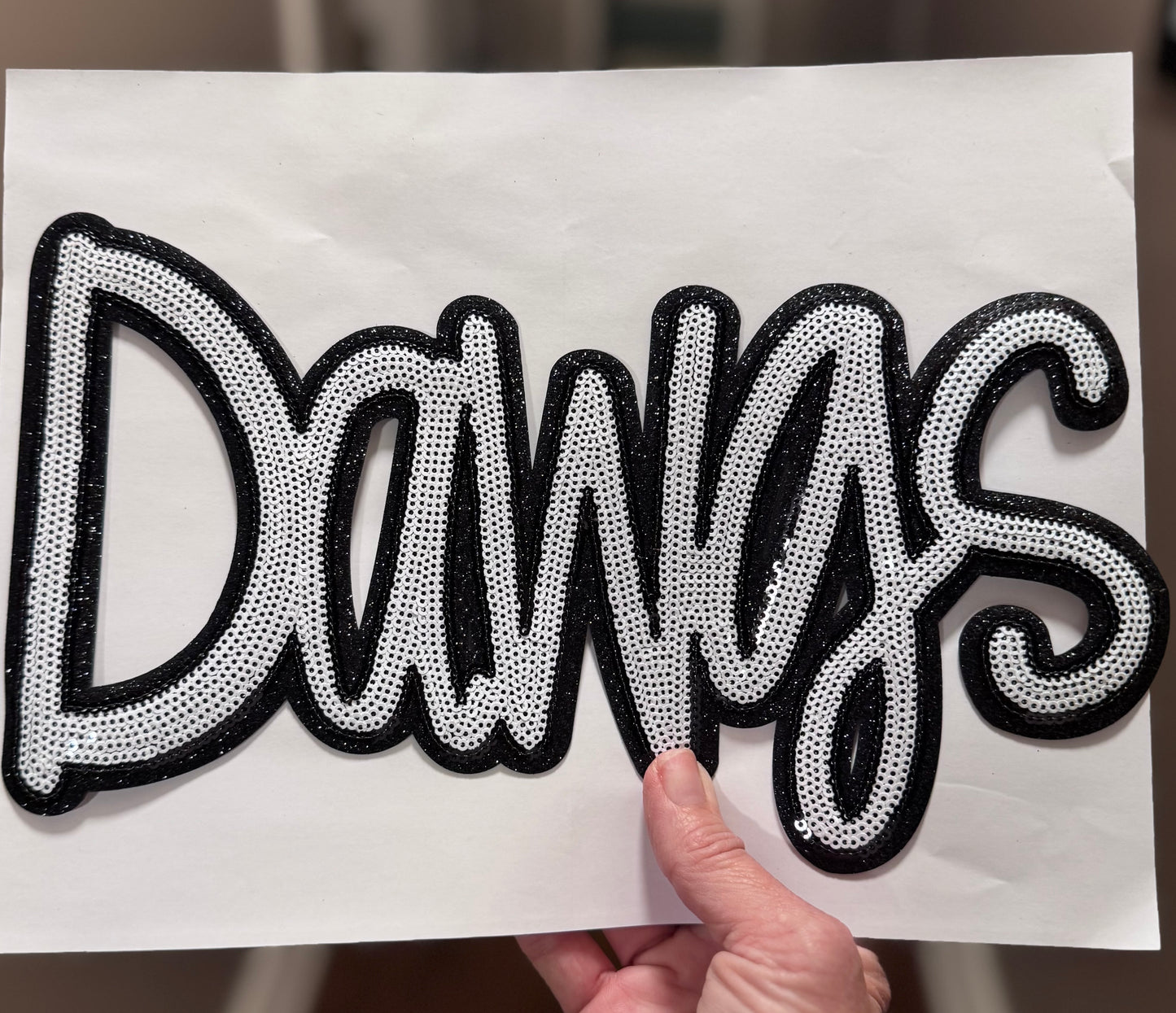 Sequin Dawgs Patch: Black Glitter Iron On Applique