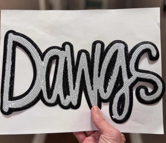 Sequin Dawgs Patch: Black Glitter Iron On Applique