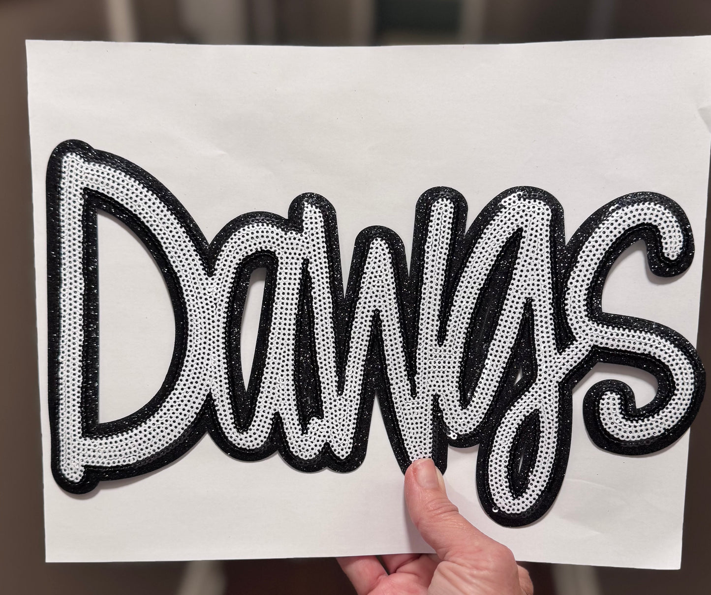 Sequin Dawgs Patch: Black Glitter Iron On Applique