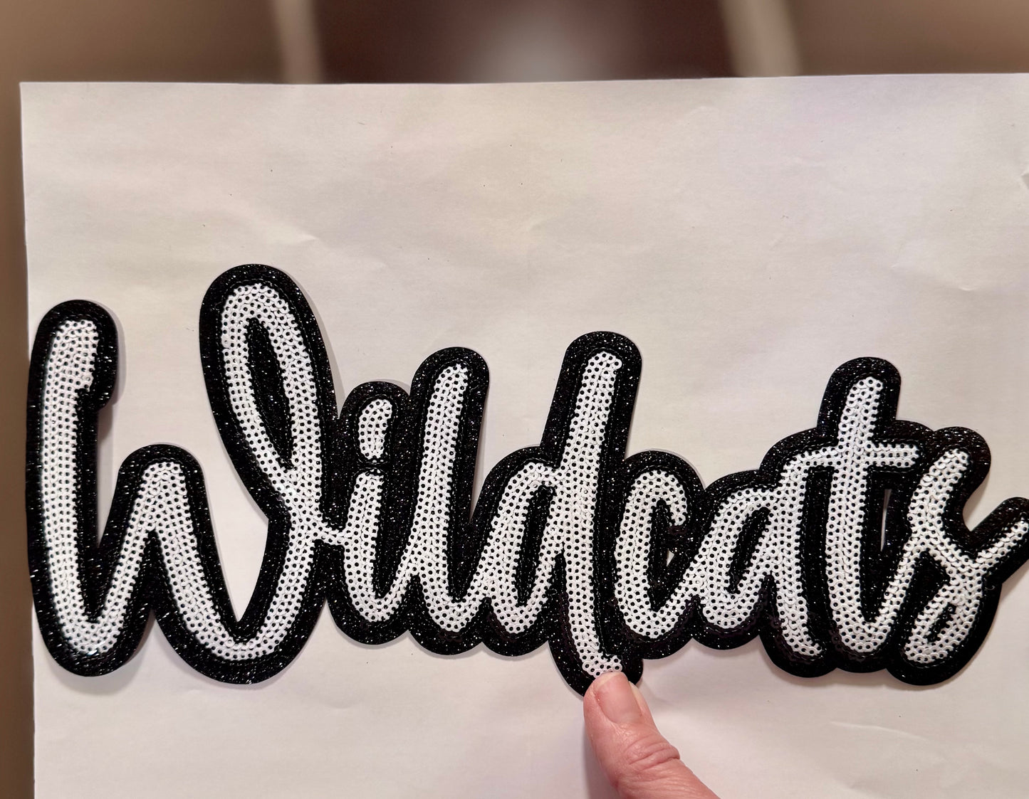 Sequin Wildcats Patch: Black Glitter Iron On Applique