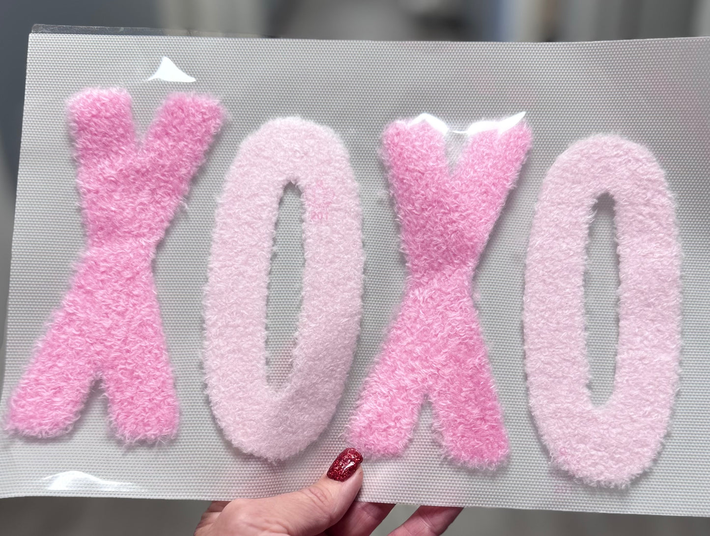 Fluffy Valentines Patch, DIY XOXO Pink Patch