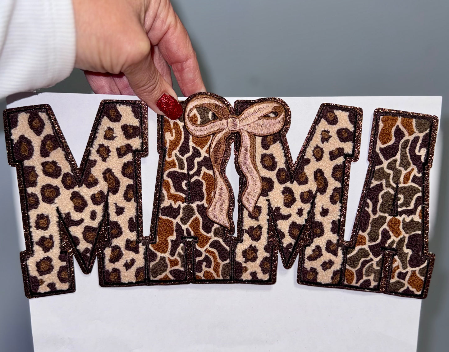Mama Chenille Patch, Leopard & Camo Mama Bow Patch, DIY, Iron on Patches