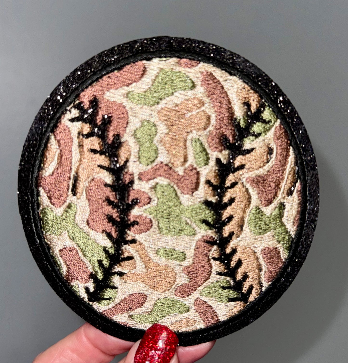 Baseball Camo and glitter Patch, Iron on Trucker Patch, DIY