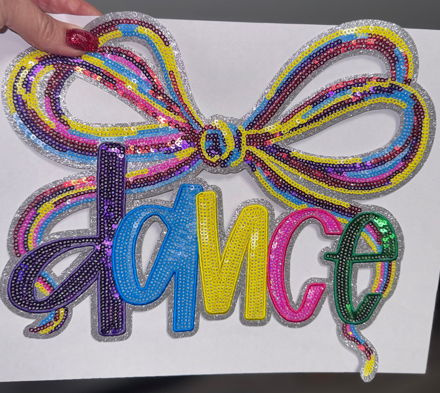 Dance Sequin Bow Patch, Iron on Applique, DIY
