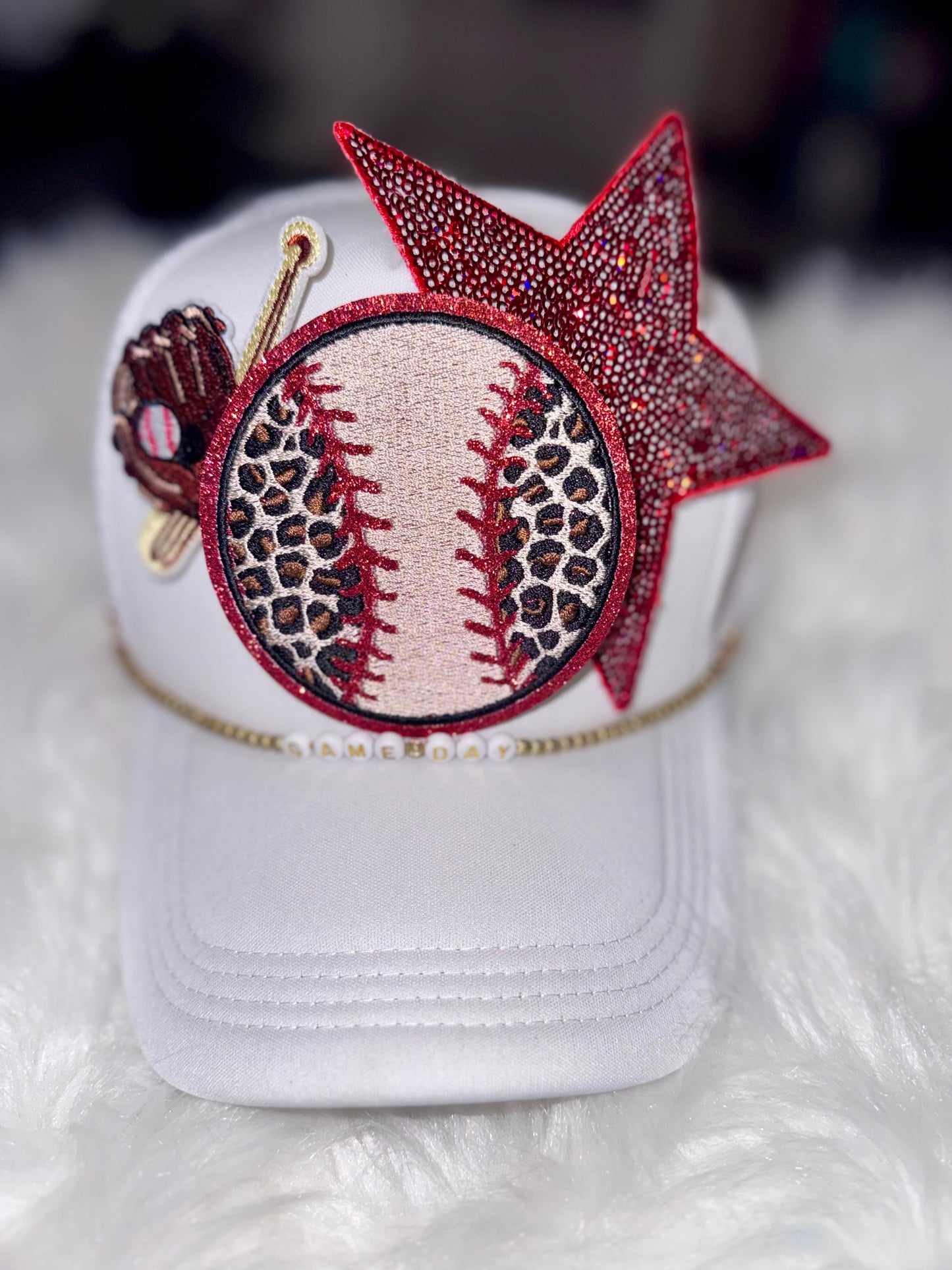 Baseball Cheetah and glitter Hat Patch, Iron on Trucker Hat Patch, DIY