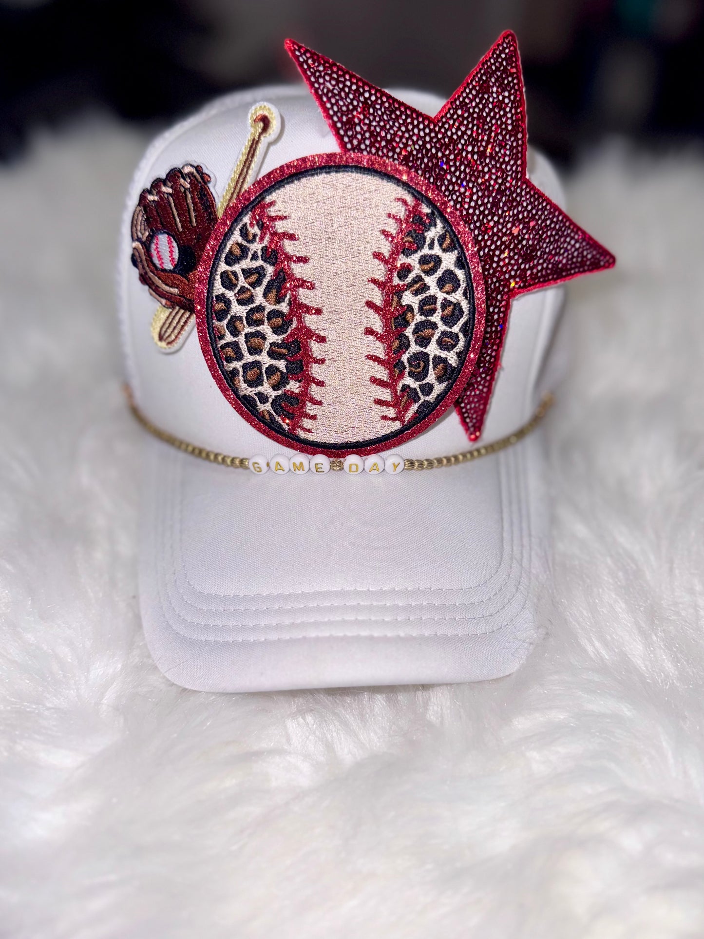 Baseball Cheetah and glitter Hat Patch, Iron on Trucker Hat Patch, DIY