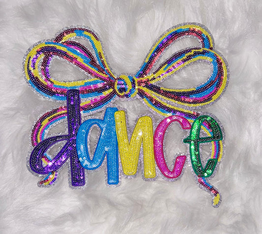 Dance Sequin Bow Patch, Iron on Applique, DIY