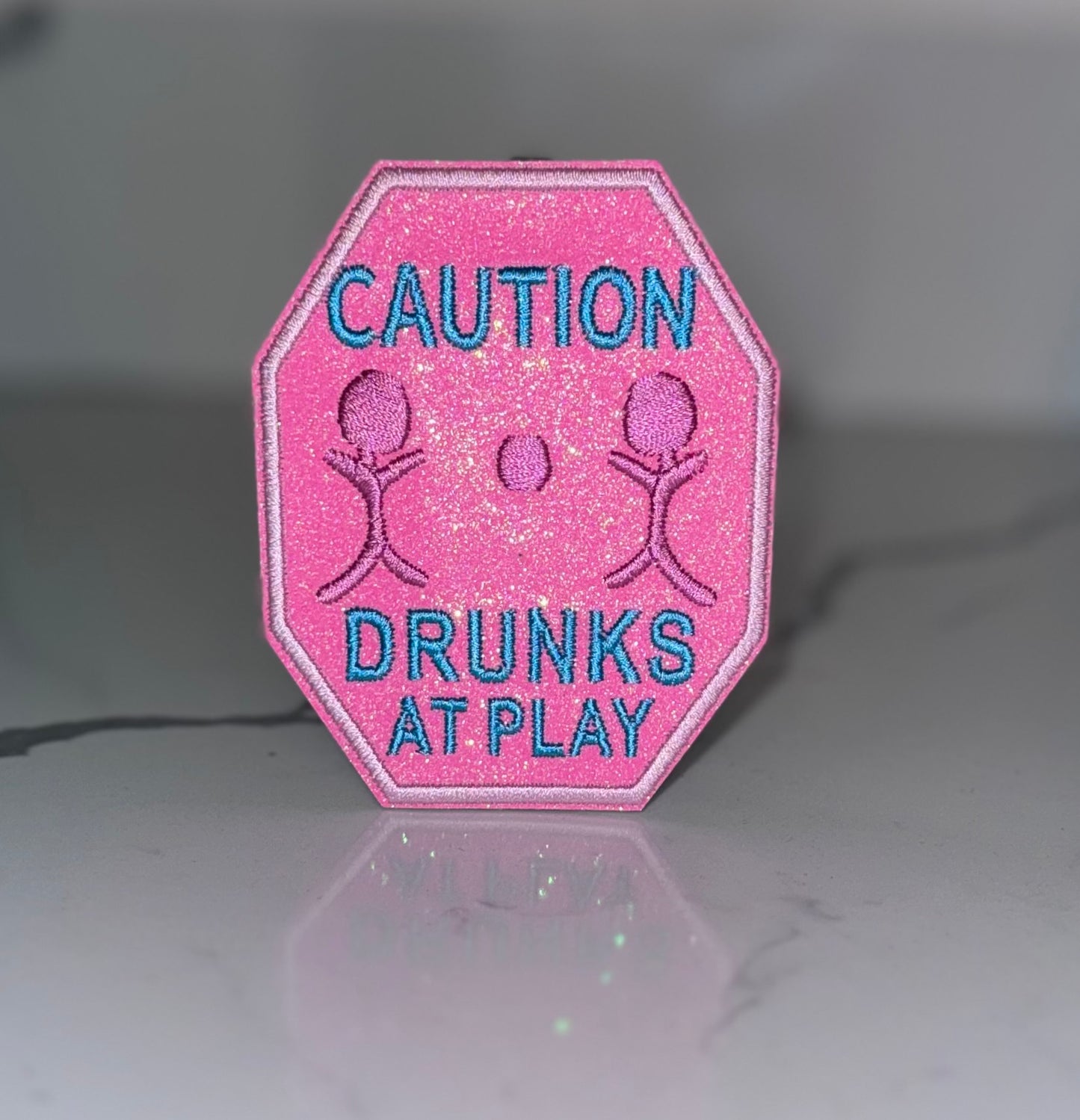 Caution Drunks at Play Embroidered Hat Patch, DIY, Iron on Patches