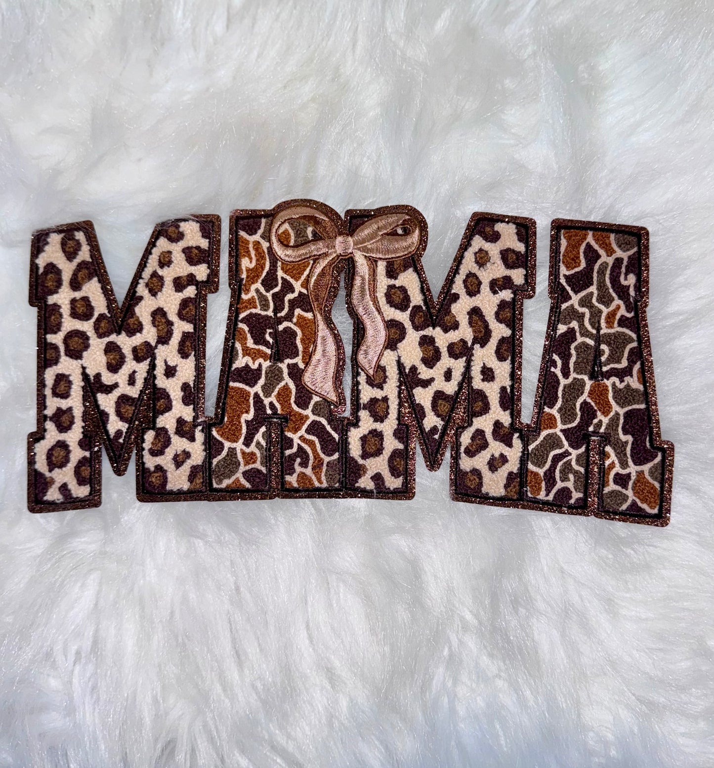 Mama Chenille Patch, Leopard & Camo Mama Bow Patch, DIY, Iron on Patches