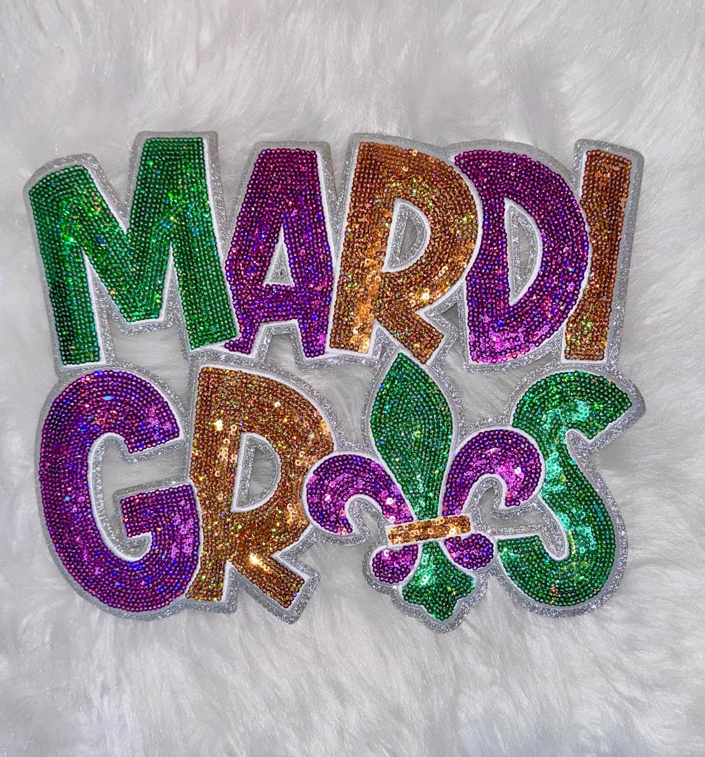 Mardi Gras Sequin Patch, Fleur de Lis Patch, DIY, Iron on Patches