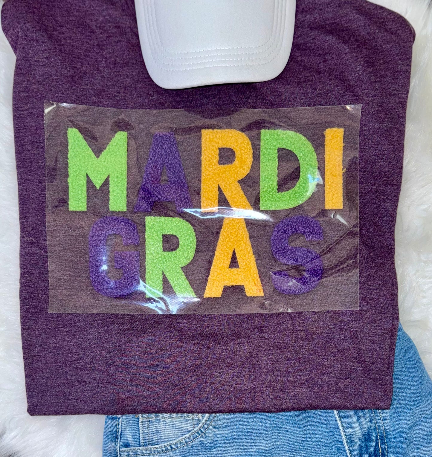 Mardi Gras Fluffy Patch, Iron on Patches, DIY