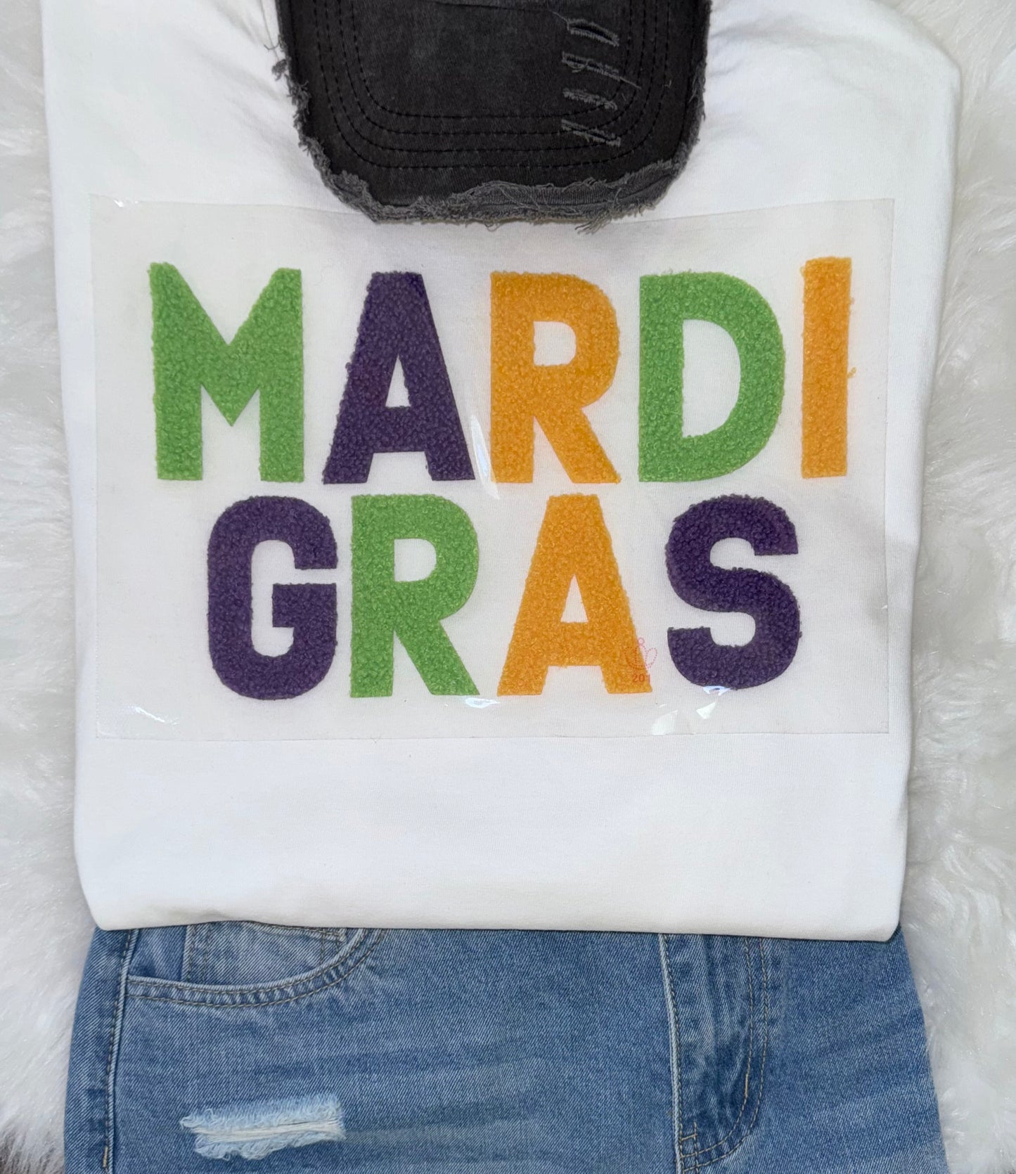 Mardi Gras Fluffy Patch, Iron on Patches, DIY