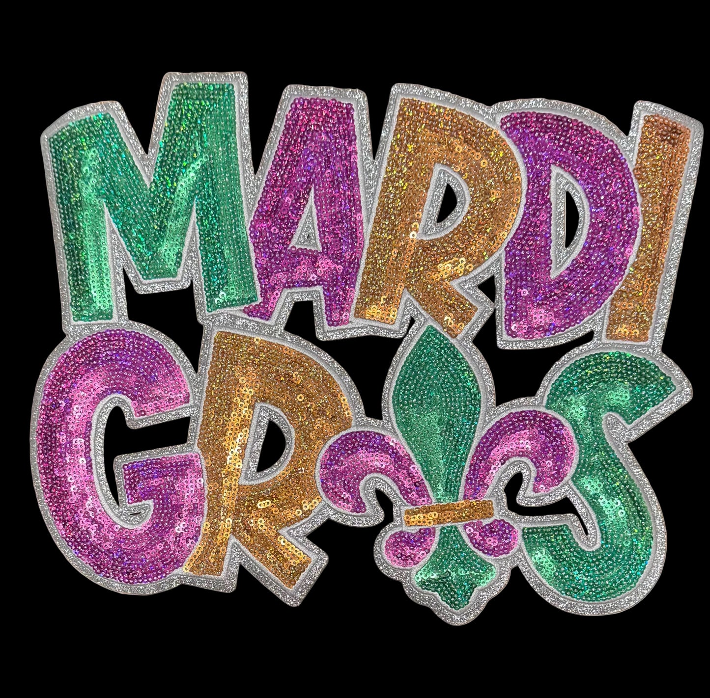 Mardi Gras Sequin Patch, Fleur de Lis Patch, DIY, Iron on Patches