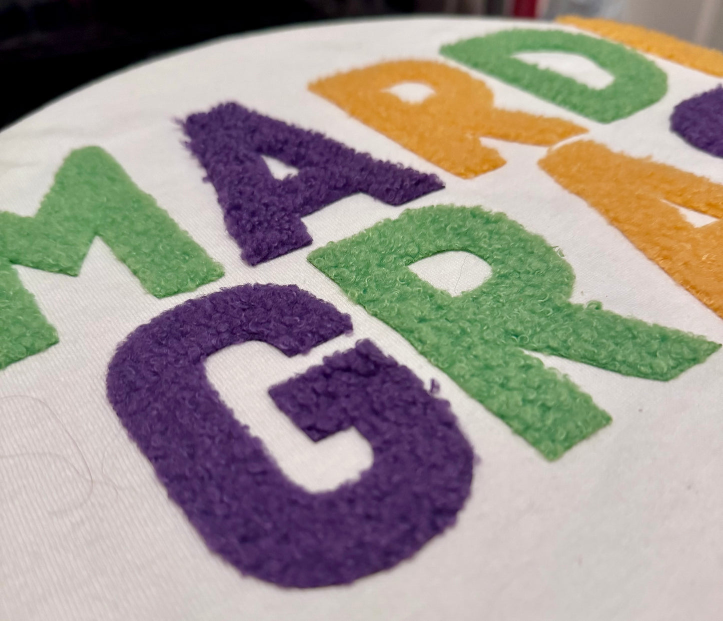 Mardi Gras Fluffy Patch, Iron on Patches, DIY