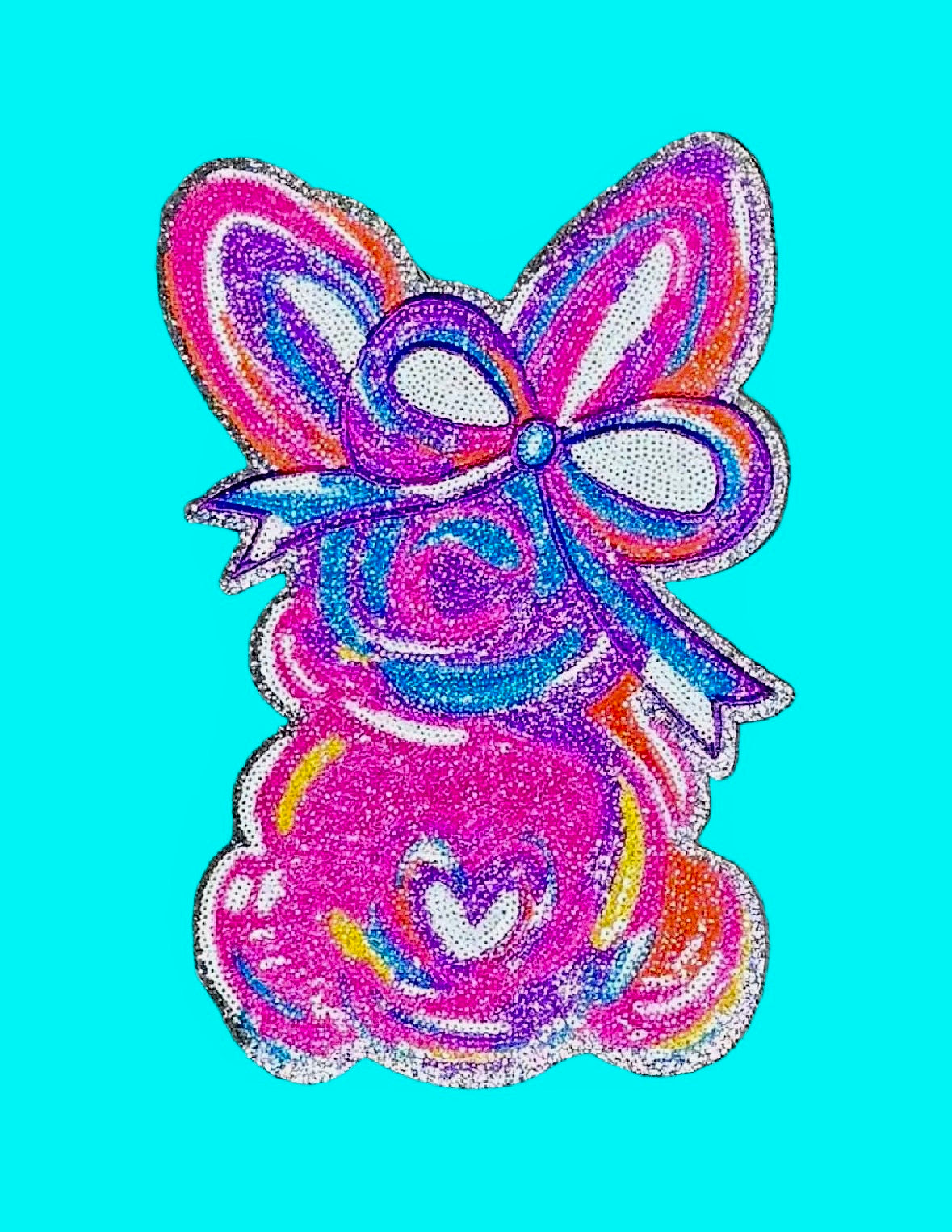 Easter Patches, Sequin Bunny Patch: Sequin Iron-On Applique (10.75” x 7”)