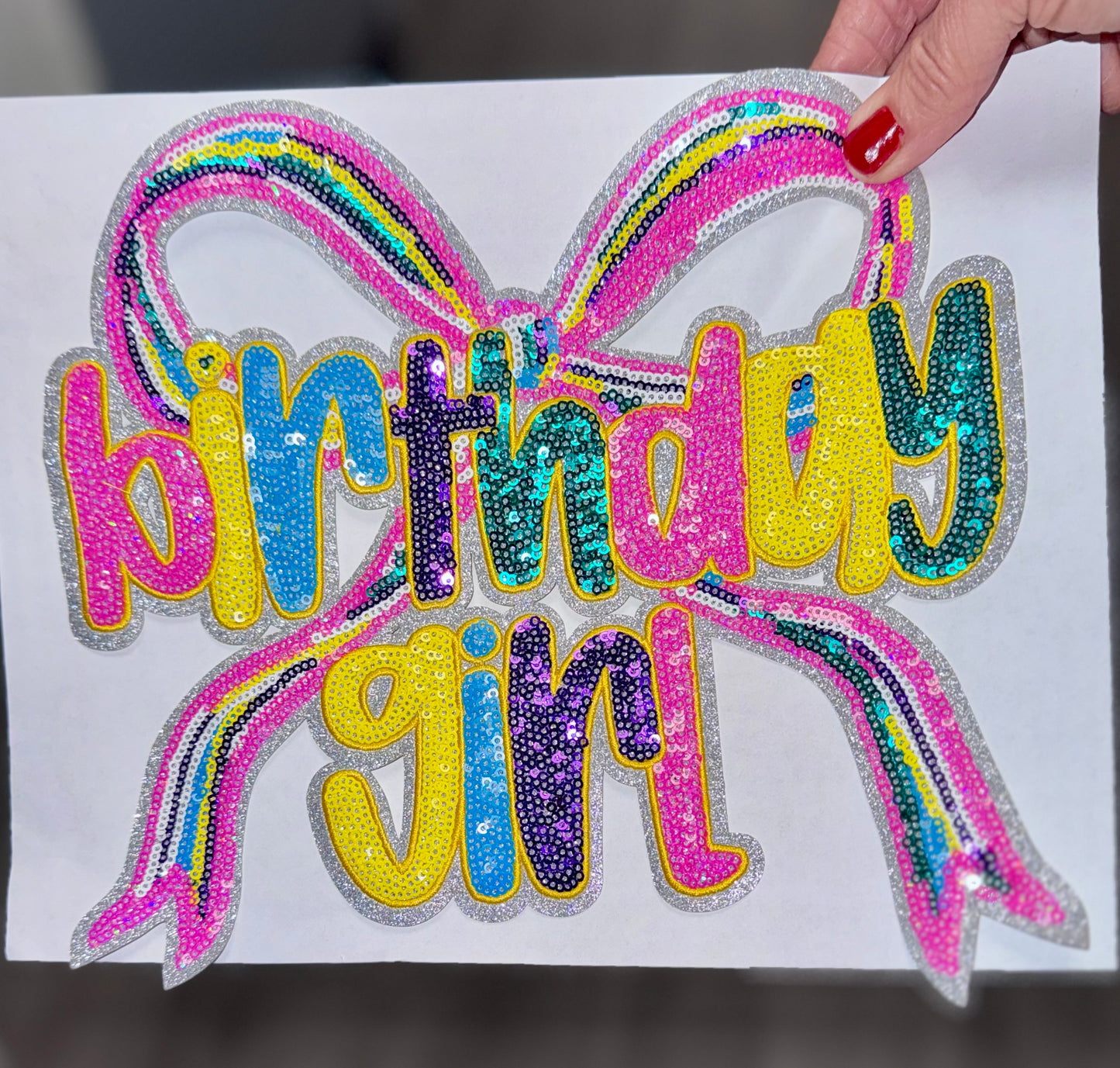 Birthday Girl Sequin Patch, Iron on Applique, DIY