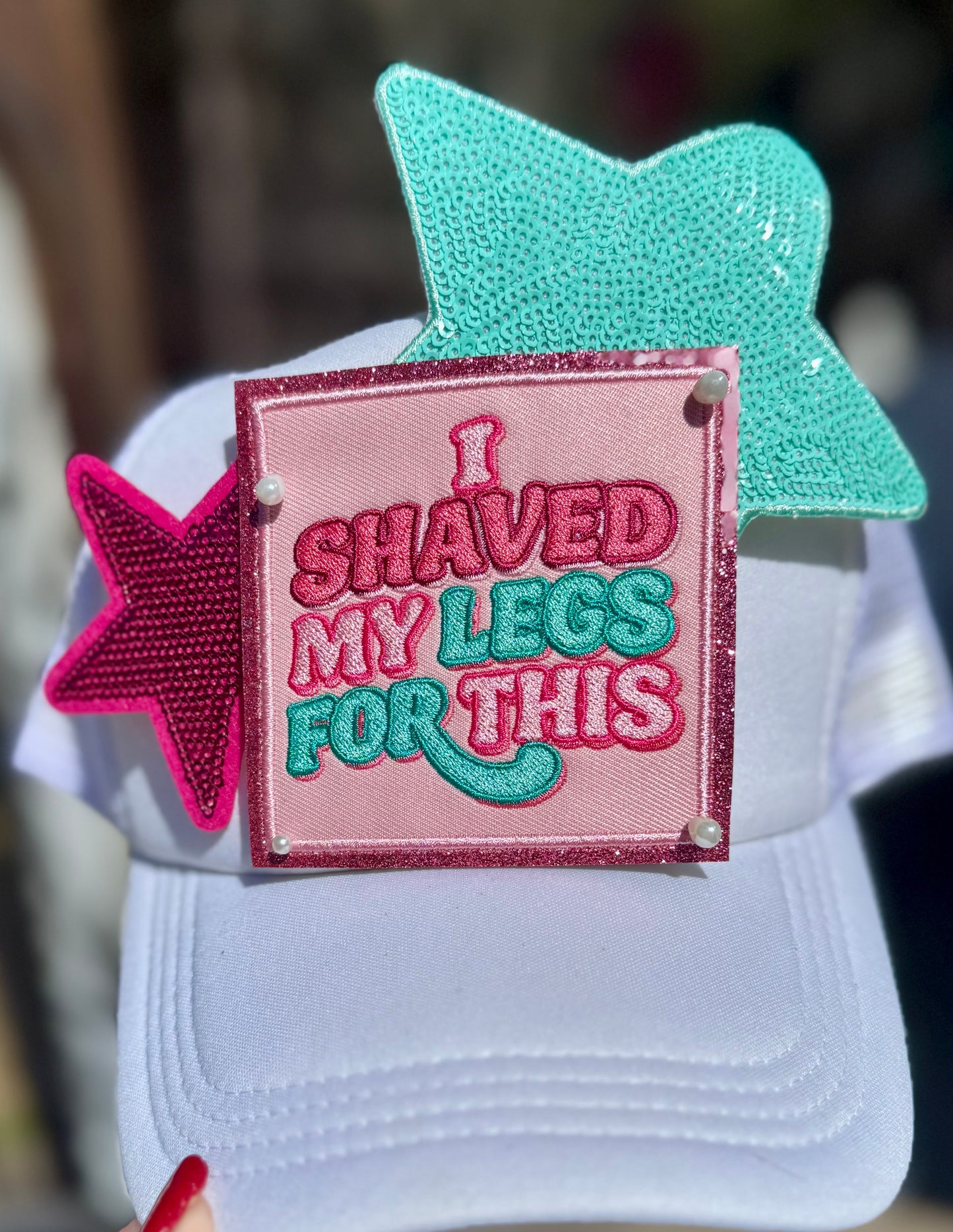 I Shaved My Legs for This Hat Patch, Glitter Embroidered Patch