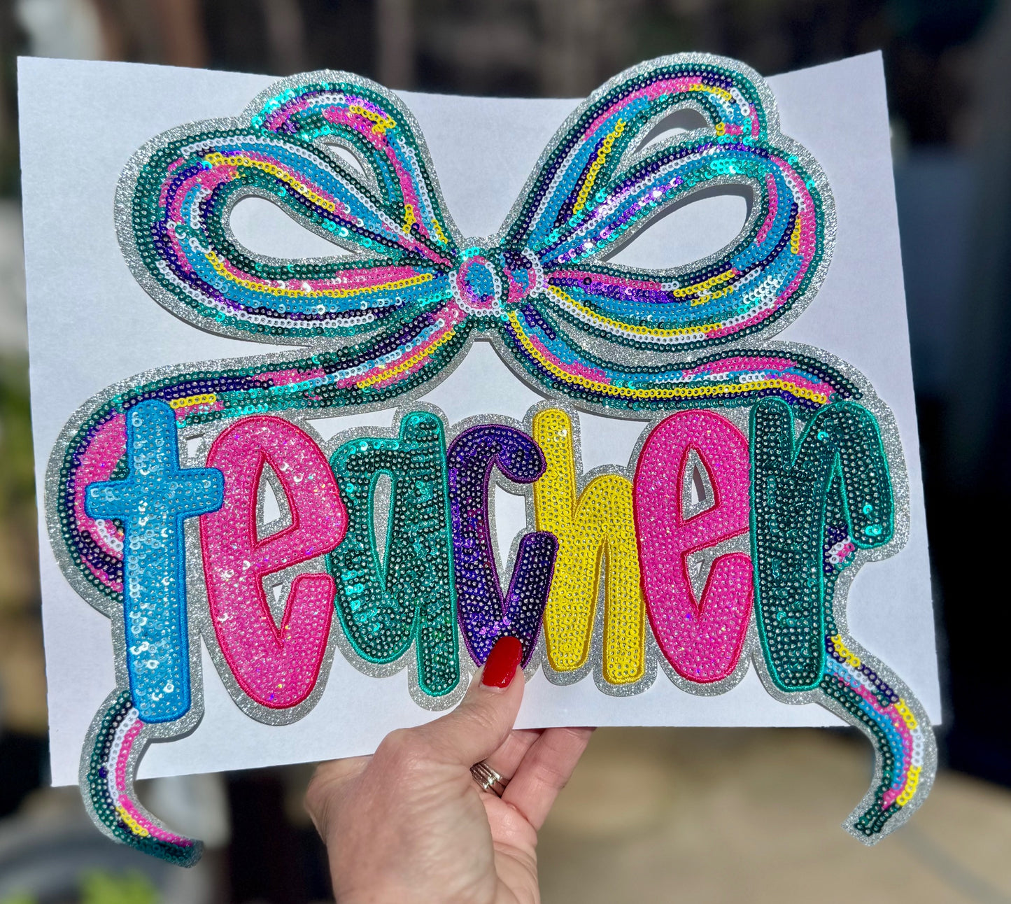 Teacher Sequin Patch, Iron on Patches, DIY, Teacher's Gift