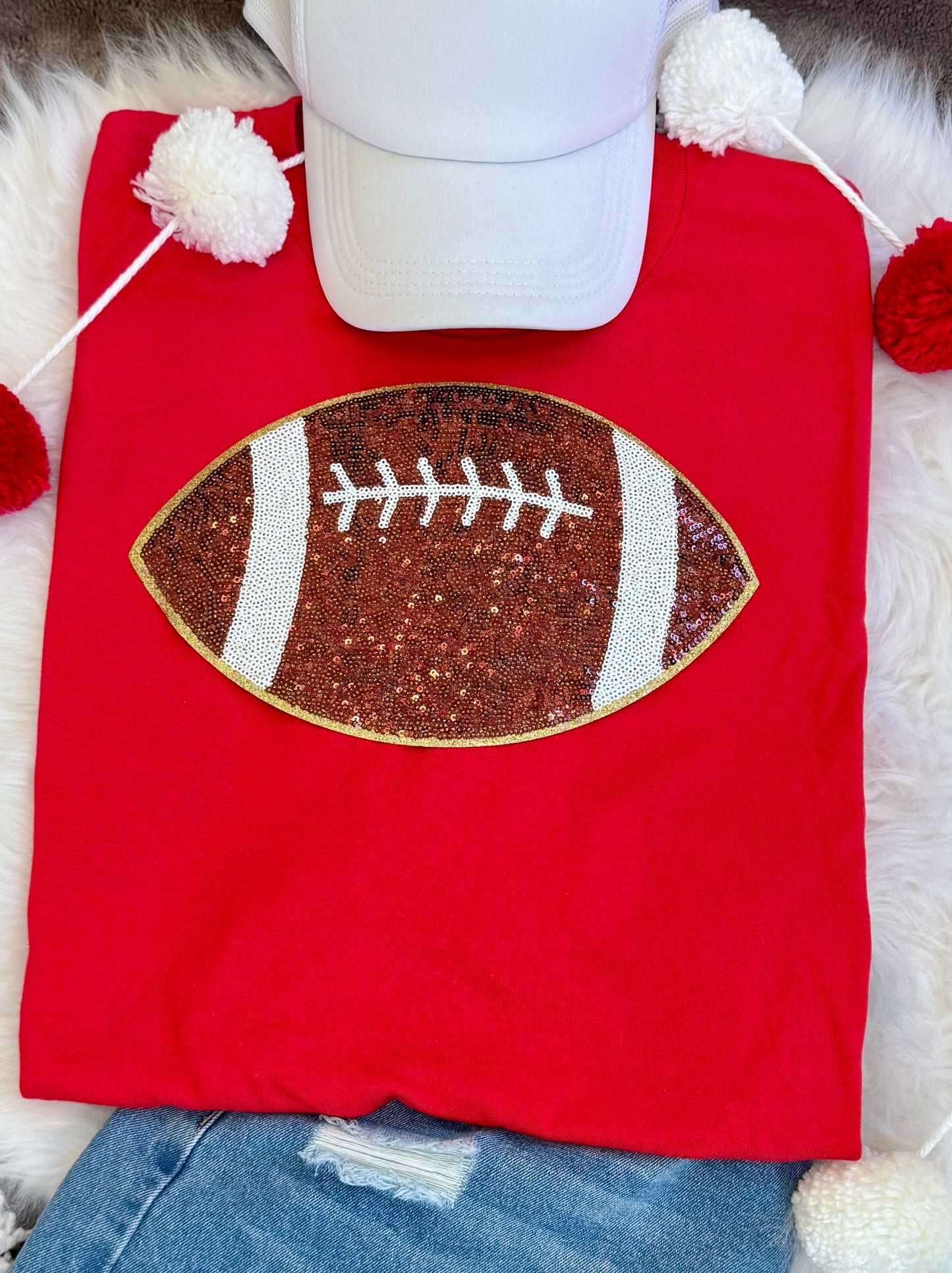 Football Sequin Patch, Iron on Patches, Game Day, DIY