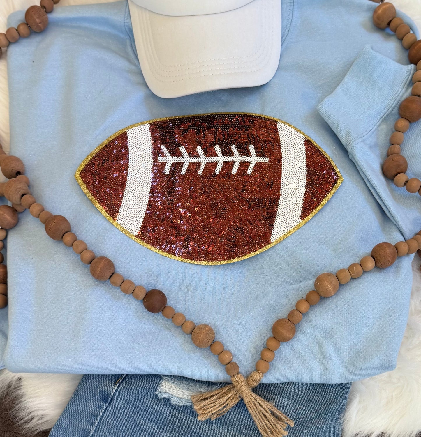 Football Sequin Patch, Iron on Patches, Game Day, DIY