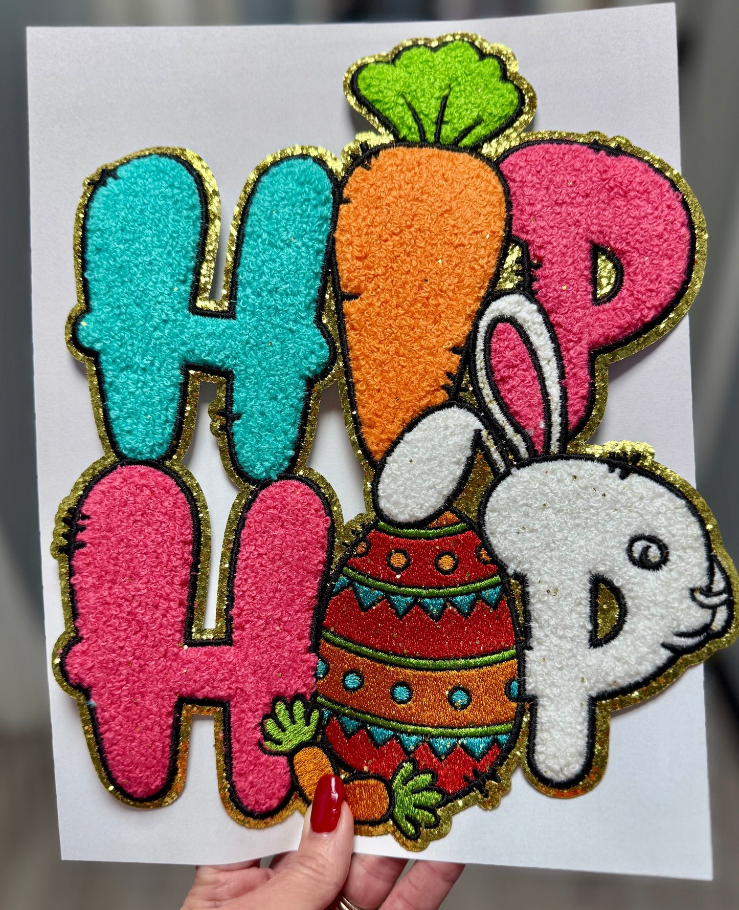 Easter Patch, 10.5" Hip Hop Chenille Patch, Iron on Patch, Colorful Eater Patch, DIY Patch