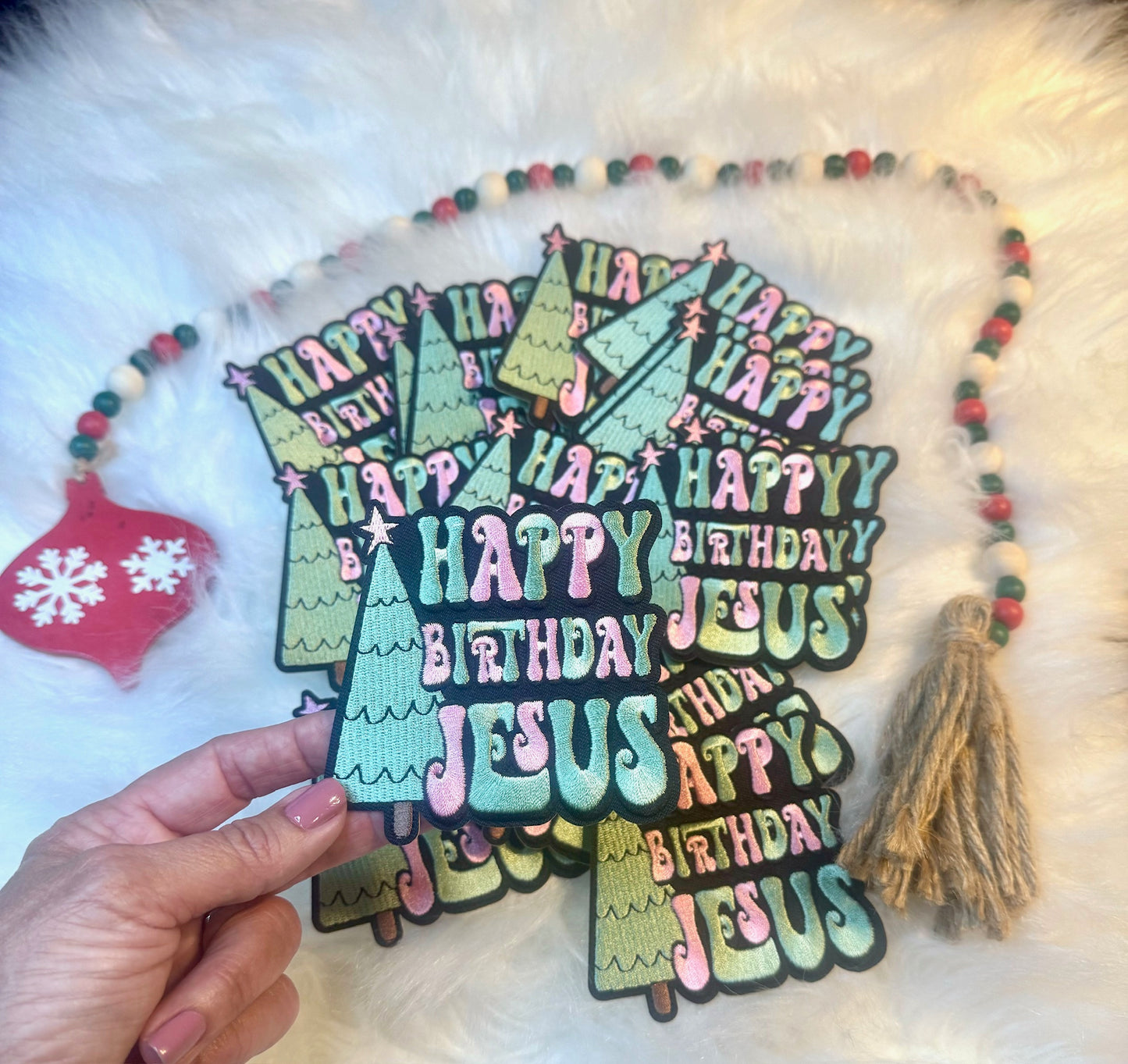 Happy Birthday Jesus Patch, Embroidered Patch, Christmas Patch, Trucker Hat Patch, Religious Patch, Iron on Patch, DIY Patch, Patch for Hat, Holiday patch