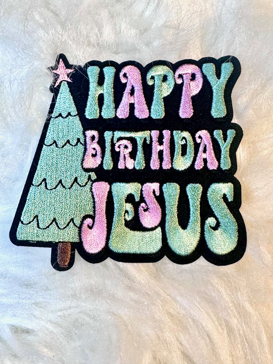 Happy Birthday Jesus Patch, Embroidered Patch, Christmas Patch, Trucker Hat Patch, Religious Patch, Iron on Patch, DIY Patch, Patch for Hat, Holiday patch