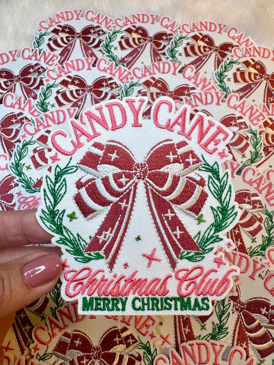 Candy Cane Patch, Christmas Club Patch, Pink Patch, Embroidered Patch, Trucker Hat Patch, Christmas Patch, Iron on Patch, DIY Patch, Patch for Hat, Holiday patch