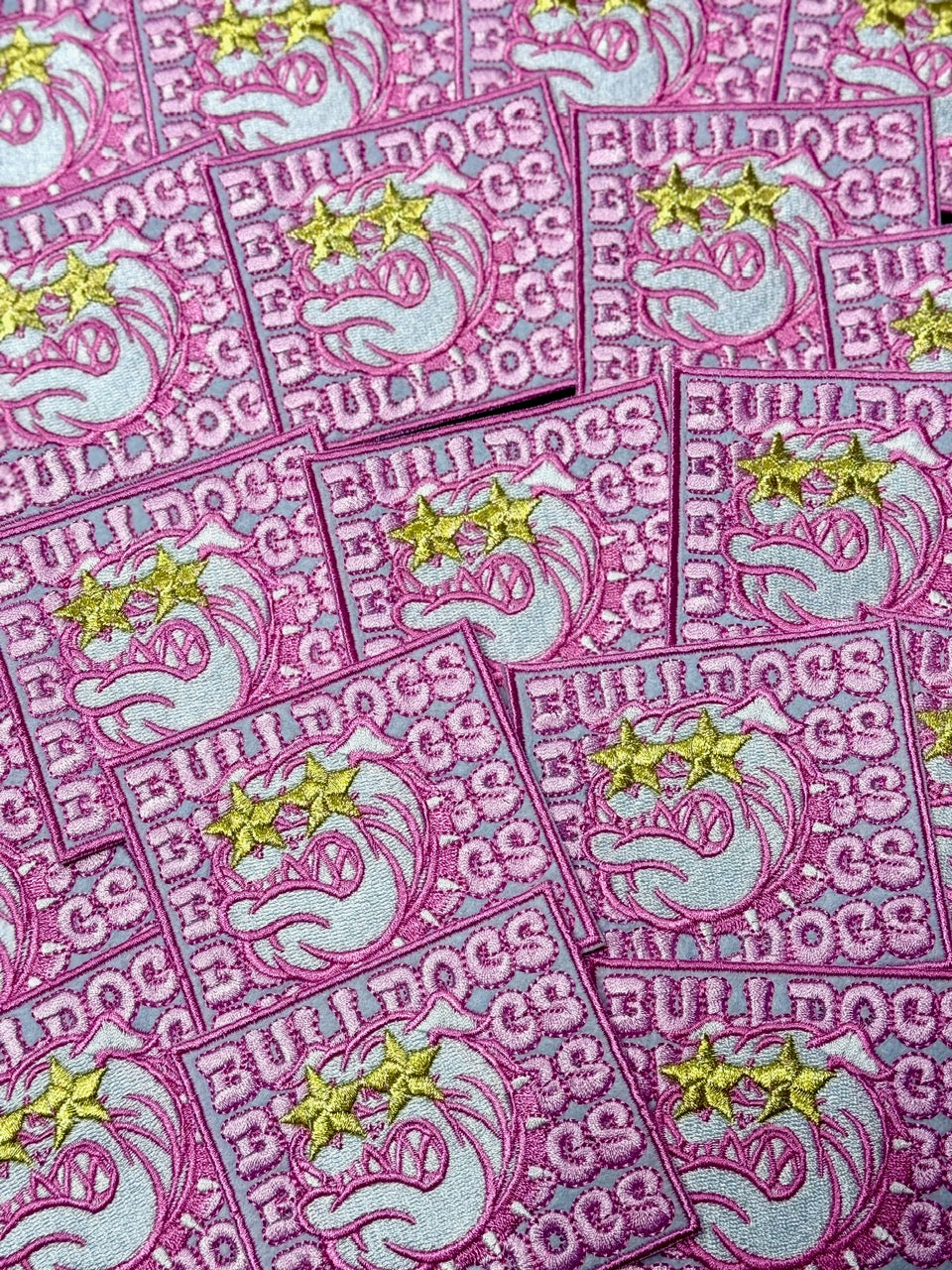 Bulldogs Patch, Embroidered Patch, Pink Bulldogs Patch, Bulldogs Hat Patch, Iron On Patch, Game Day Patch, Mascot Patch, DIY Patch, Trucker Hat Patch