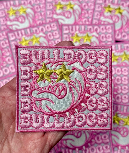 Bulldogs Patch, Embroidered Patch, Pink Bulldogs Patch, Bulldogs Hat Patch, Iron On Patch, Game Day Patch, Mascot Patch, DIY Patch, Trucker Hat Patch