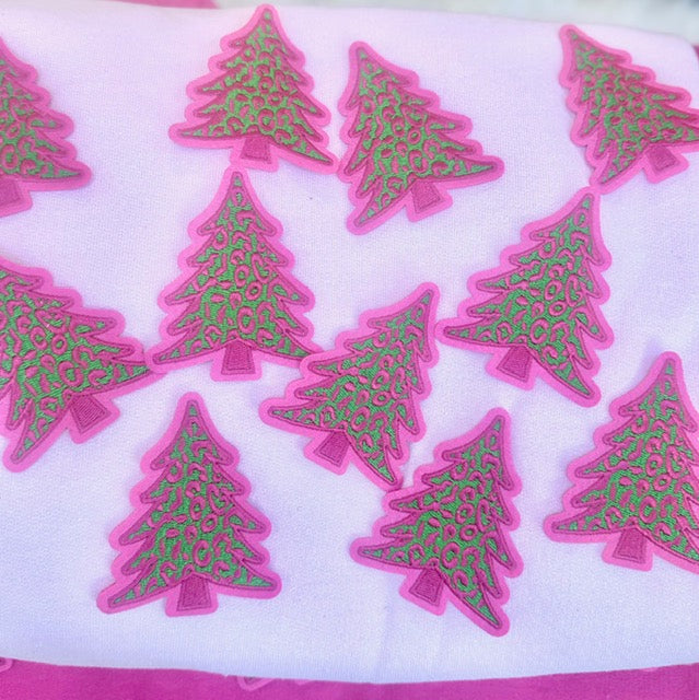 Christmas Tree Patch, Pink Patch, Embroidered Patch, Trucker Hat Patch, Christmas Patch, Iron on Patch, DIY Patch, Patch for Hat, Holiday patch