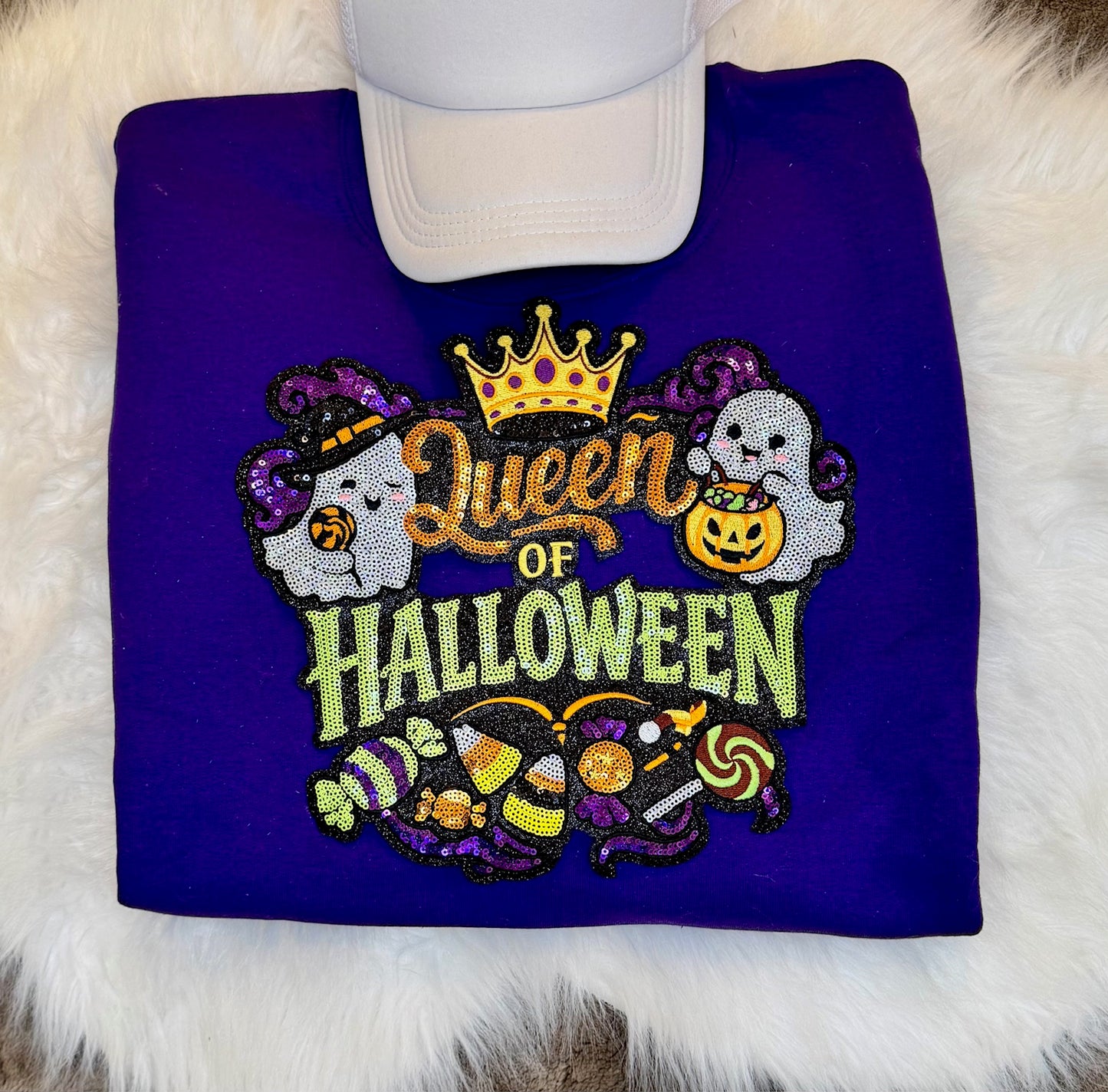 Queen of Halloween Patch: Halloween Applique - 11 inch Sequin patch