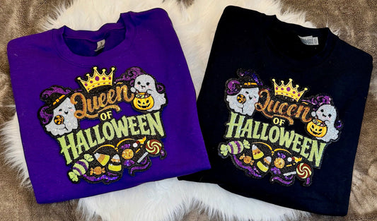 Queen of Halloween Patch: Halloween Applique - 11 inch Sequin patch