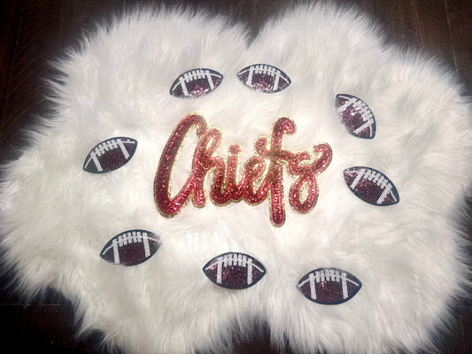 Chiefs Patch, Sequin Patch, Gold Glitter Backing, Iron On Patch, Game Day Patch, High School Mascot Patch, DIY Patch