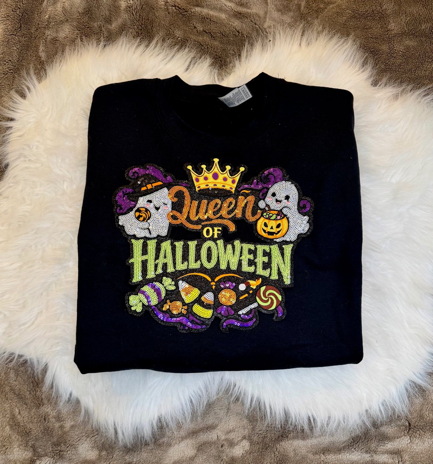 Queen of Halloween Patch: Halloween Applique - 11 inch Sequin patch