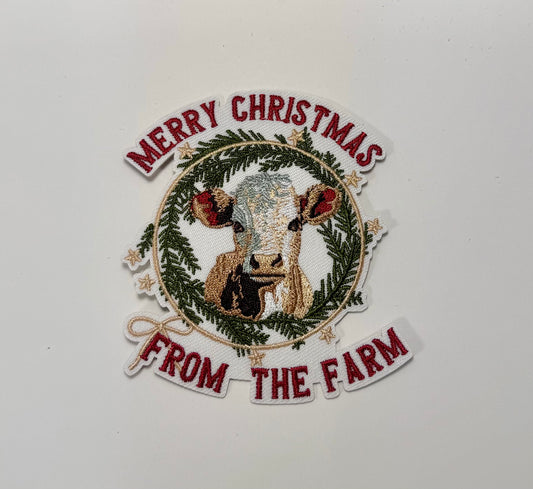 Merry Christmas from the Farm Patch, Christmas Patch, Christmas Cow Patch, Christmas Farm Patch, Farm Animals Patch, DIY