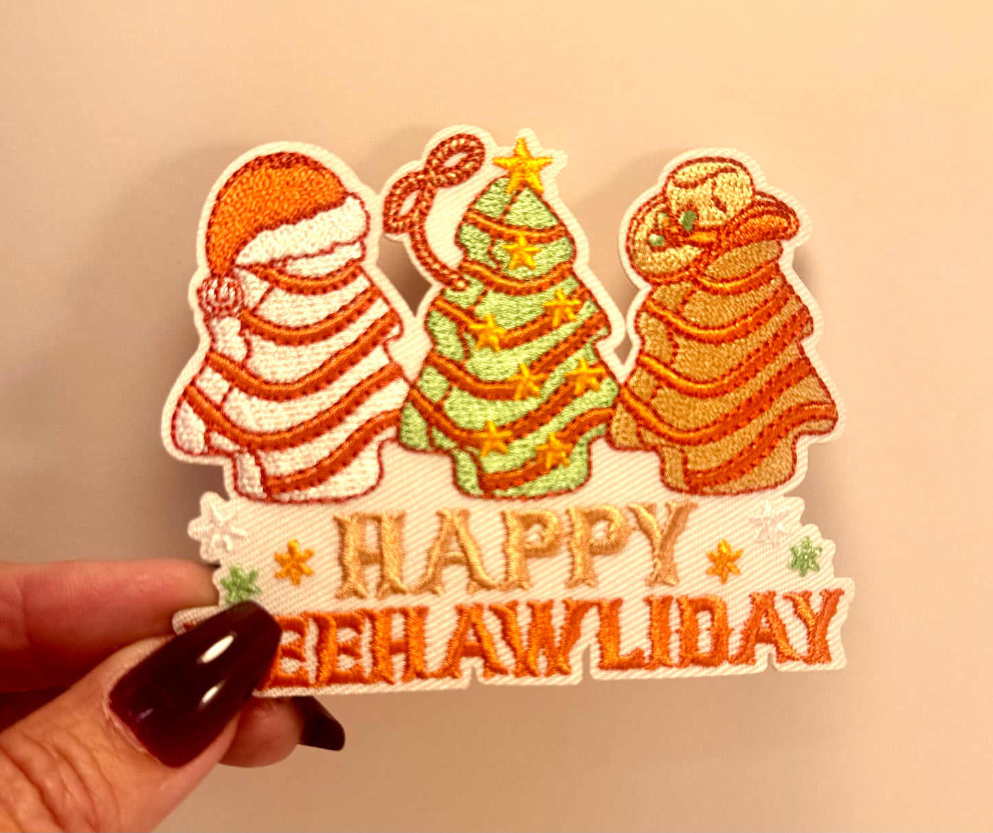 HAPPY YEEHAWLIDAYS Patch, Christmas cake patch, Christmas Hat Patch, Patches for Hat, Cowboy Christmas Patch, DIY Patch, Hat Bar Patch