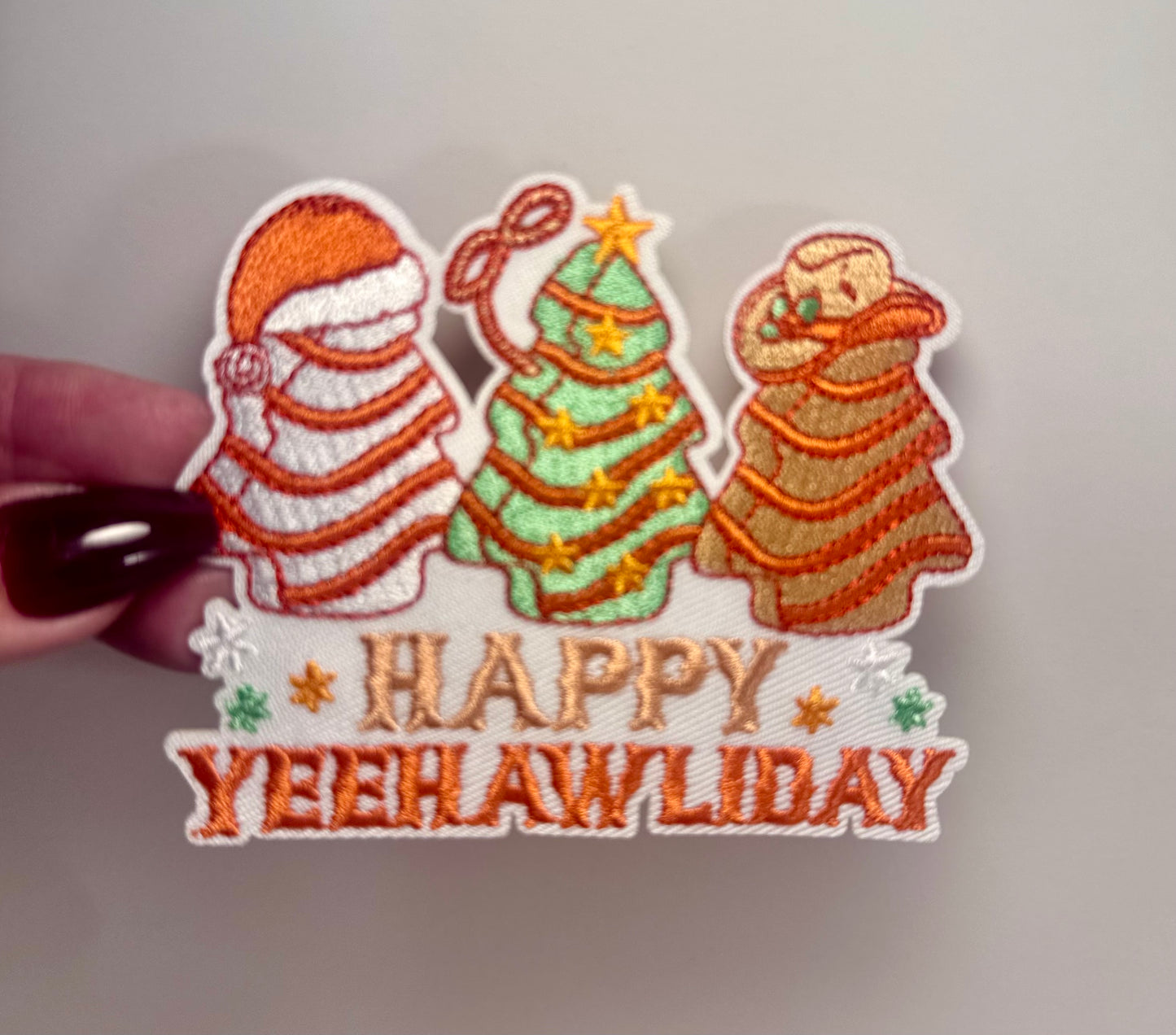 HAPPY YEEHAWLIDAYS Patch, Christmas cake patch, Christmas Hat Patch, Patches for Hat, Cowboy Christmas Patch, DIY Patch, Hat Bar Patch