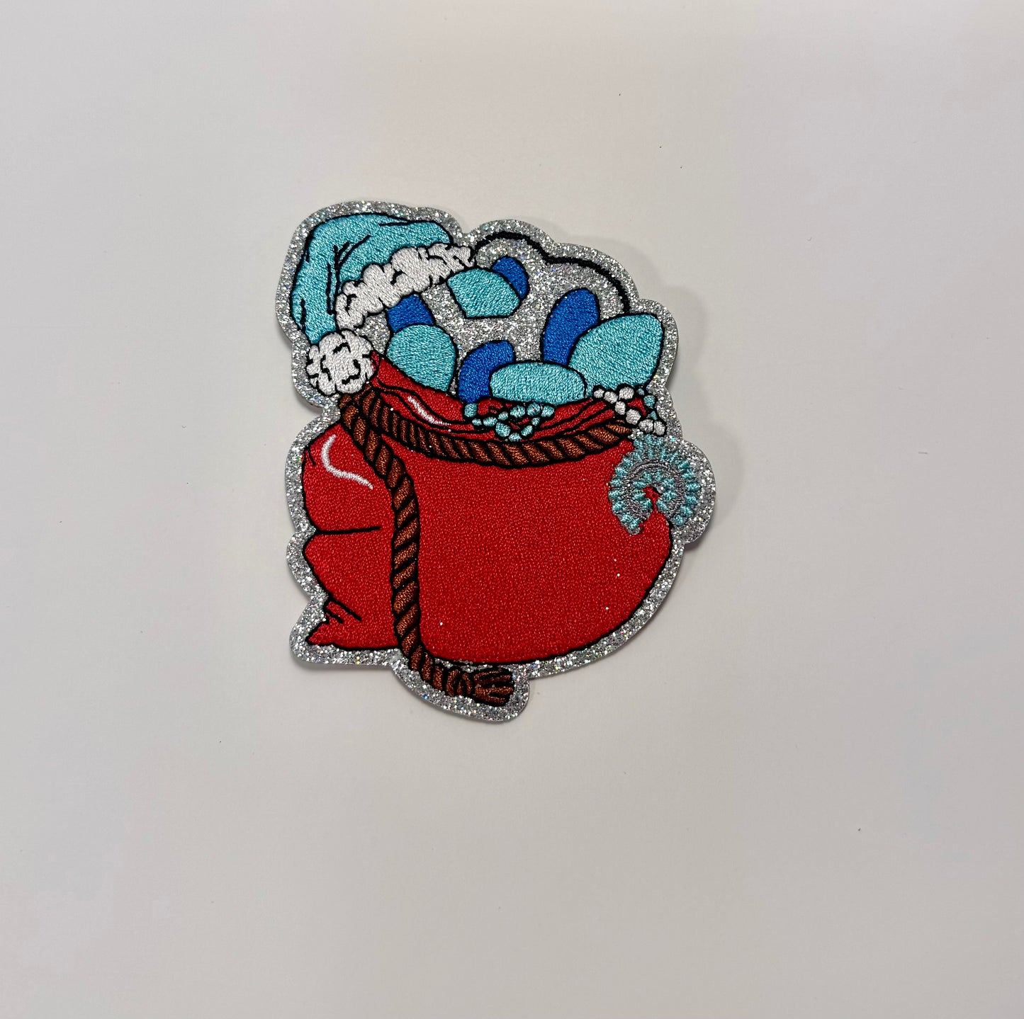 Turquoise Santa Sack, Western Christmas Patch, Christmas Hat Patch, Christmas Hat Bar, Christmas Glitter Patch, DIY, Turquoise Christmas Patch