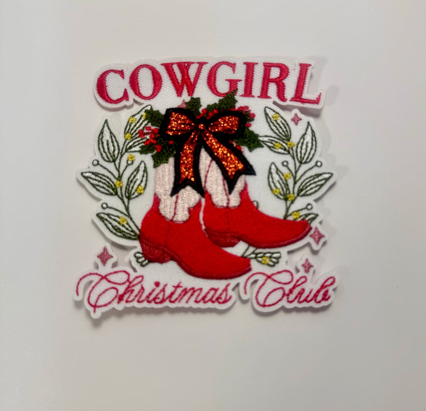 Cowgirl Christmas Club Patch, Western Christmas Patch, Cowgirl Christmas Patch, Christmas Hat Patch, DIY, Christmas Glitter Patch