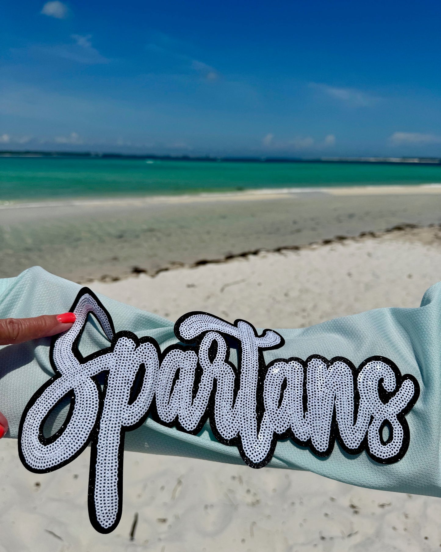 Sequin Spartans Patch: Black Glitter Iron-On Sports Patch