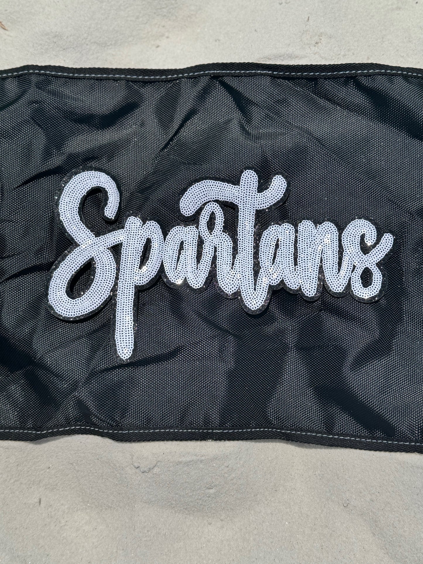 Sequin Spartans Patch: Black Glitter Iron-On Sports Patch