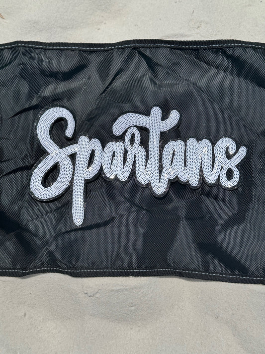 Sequin Spartans Patch: Black Glitter Iron-On Sports Patch