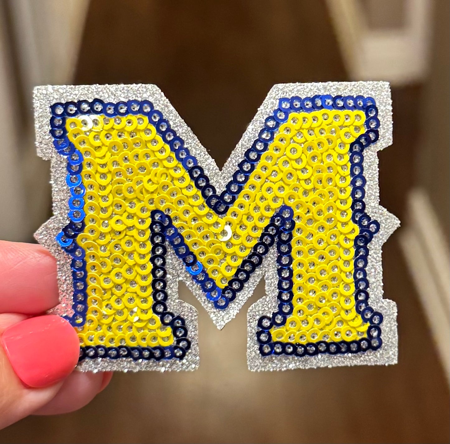 Sequin Letter Patch: Glitter Iron-On Applique, 2.5", DIY Trucker Hat Decor